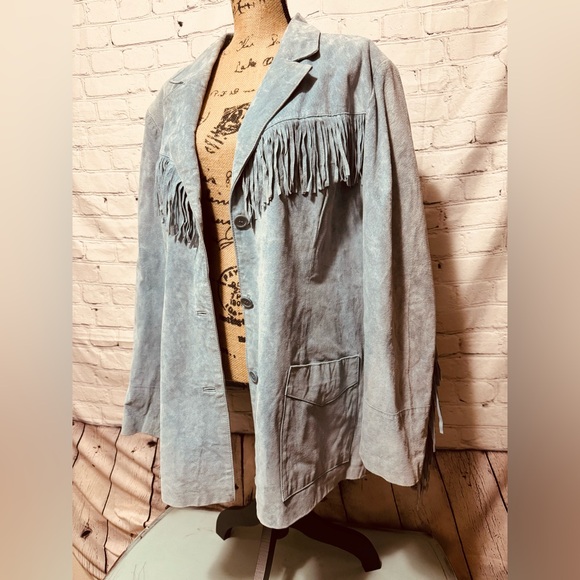 Denim&Co Jackets & Blazers - Denim & Co 100% Leather Western Fringe Suede Jacket